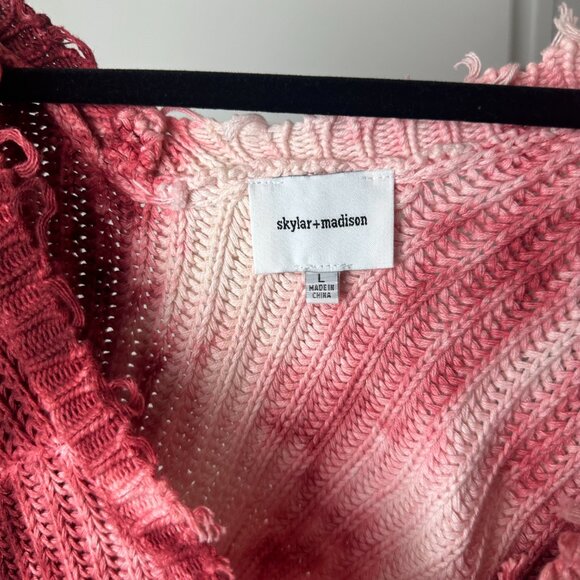 Red & White Tie Dye Distressed Cropped Sweater Skylar & Madison - Picture 5 of 6